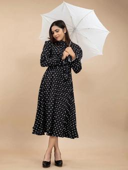 BLACK POLKA DOT MIDI DRESS