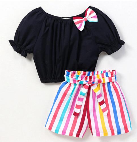 Off Shoulder Half Sleeves Top Belted Short Set