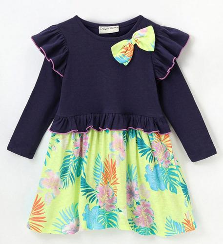 Frilled Floral Full Sleeves Dress