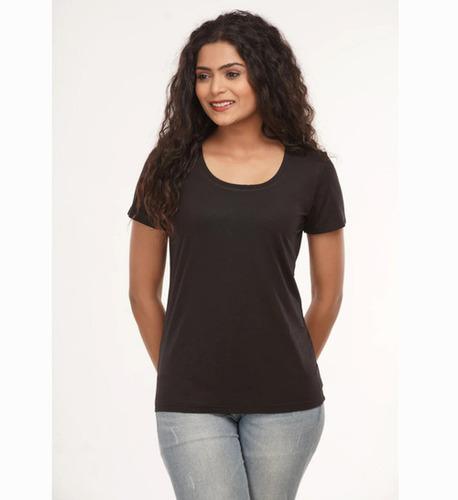 Ladies Black Bamboo Round Neck T Shirt