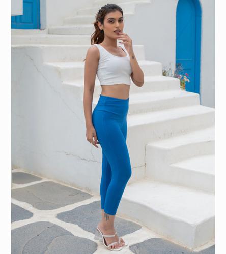 Ladies Royal Blue Bamboo Lycra Ankle Length Leggings