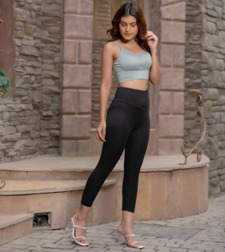 Ladies Black Bamboo Lycra Ankle Length Leggings