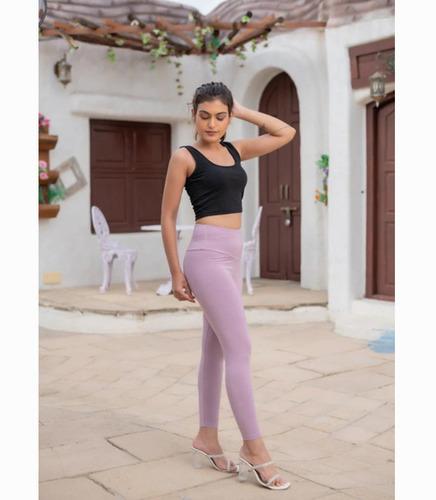 Ladies Pink Bamboo Lycra Ankle Length Leggings