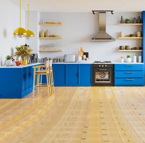 Evening Sky & White L-Shaped Kitchen