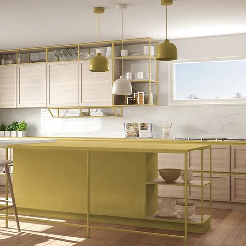 Dry Olive & Horizontal Oak Straight Kitchen