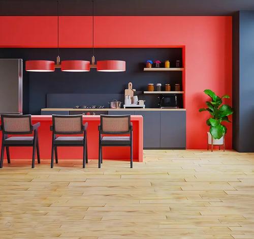 Strawberry & Grey Straight Kitchen