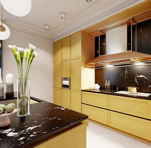 Mustard & Dark Fantasy Parallel Kitchen