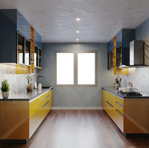 Steely Mustard Parallel Kitchen