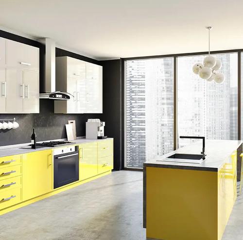 Sunny Yellow & Snow White Parallel Kitchen