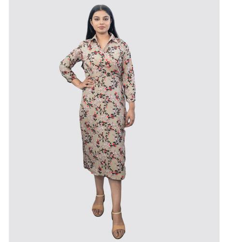 Elegant Grey Crepe Tunic Dress