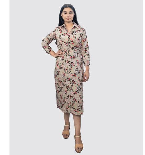 Elegant Grey Crepe Tunic Dress