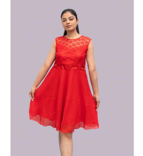 Ravishing Red Georgette Frock
