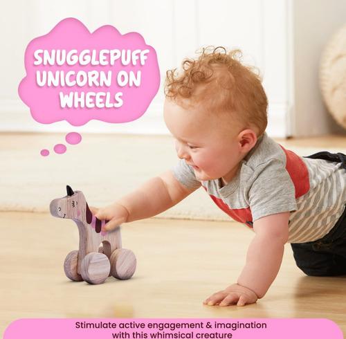 Wooden Unicorn Wheel Toy 