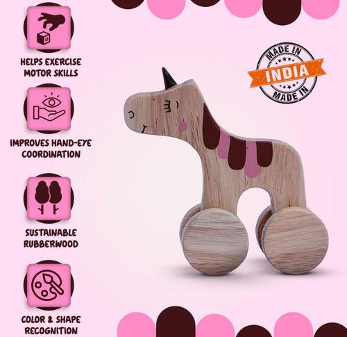 Wooden Unicorn Wheel Toy 