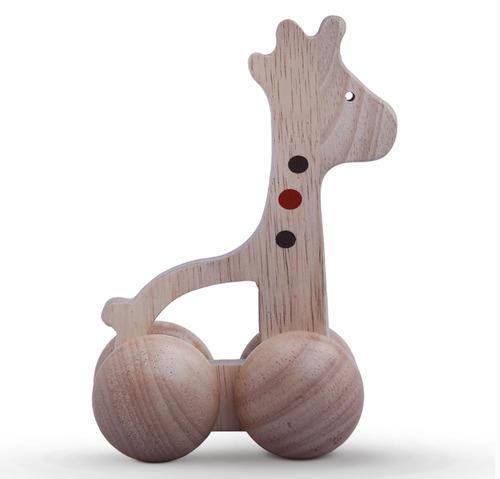Wooden Giraffe Wheel Toy 