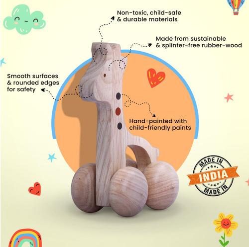 Wooden Giraffe Wheel Toy 
