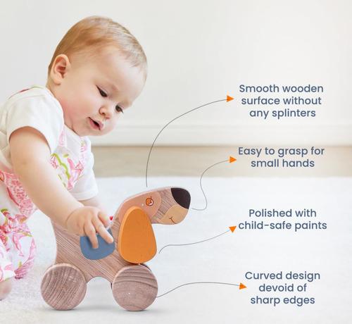 Wooden Dog Wheel Toy 