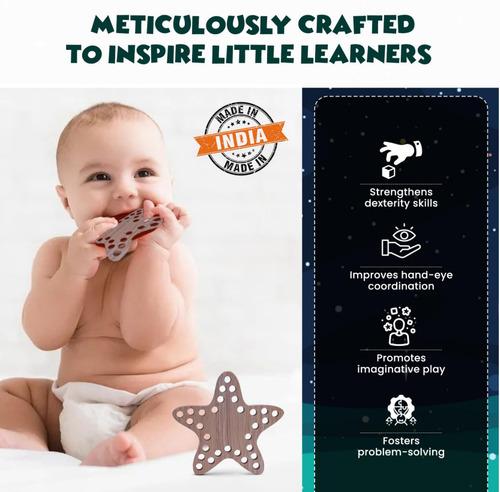 Wooden Handcrafted Star Shaped Lacing Toy for Kids