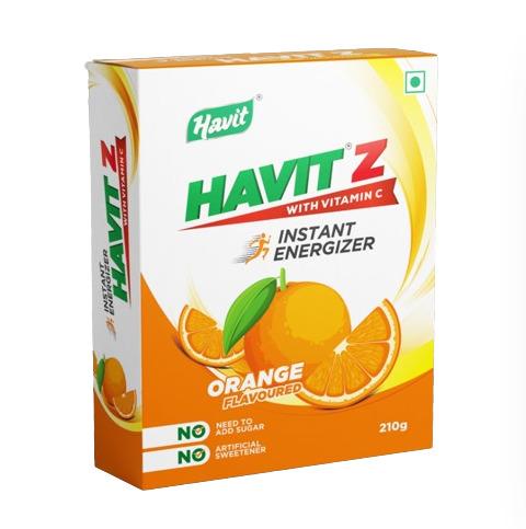HAVIT Z with Vitamin C Instant Energizer Orange Flavoured Drink Mix Powder 210g
