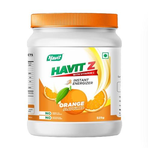 HAVIT Z with Vitamin C Instant Energizer Orange Flavoured Drink Mix Powder 525g