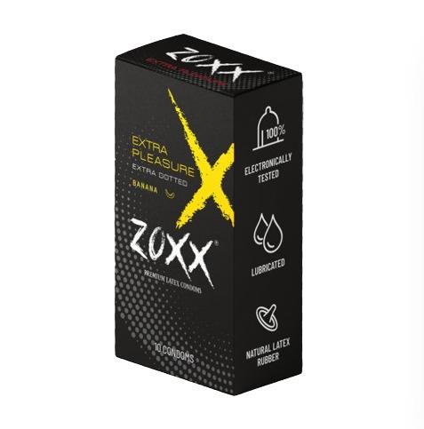 Zoxx Premium Latex Condoms Extra Dotted Banana 10 Condoms