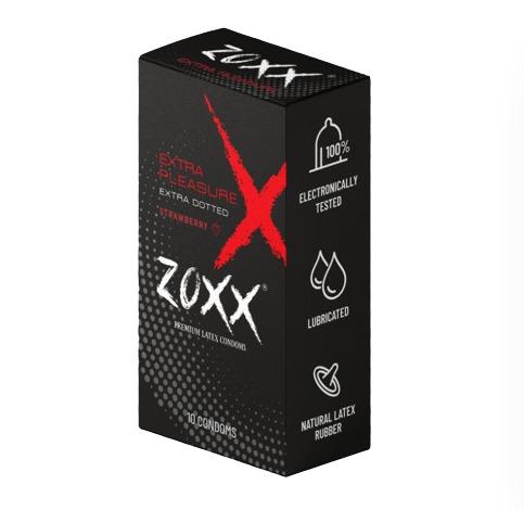 Zoxx Premium Latex Condoms Extra Dotted Strawberry 10 Condoms