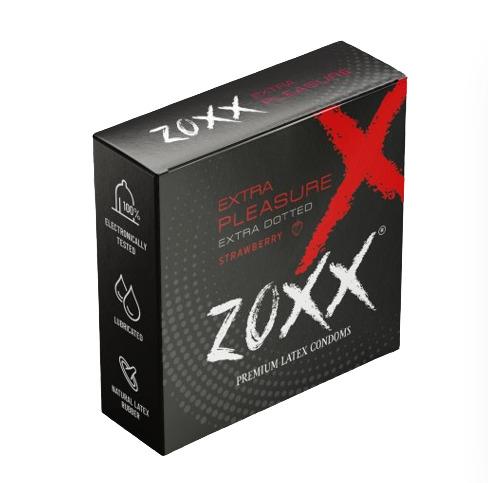 Zoxx Premium Latex Condoms Extra Dotted Strawberry 3pcs.