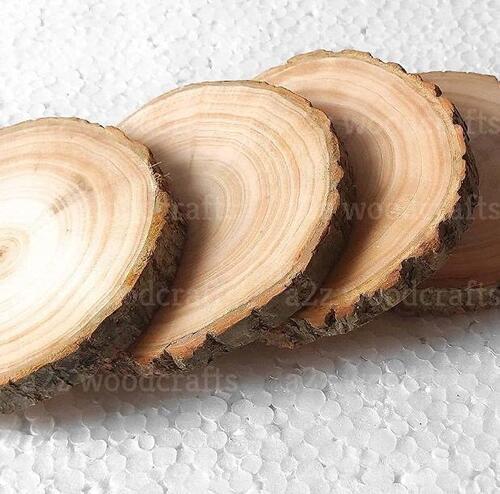 A2Z WOODCRAFTS Wooden Bark coaster Slice for Art and Crafts.