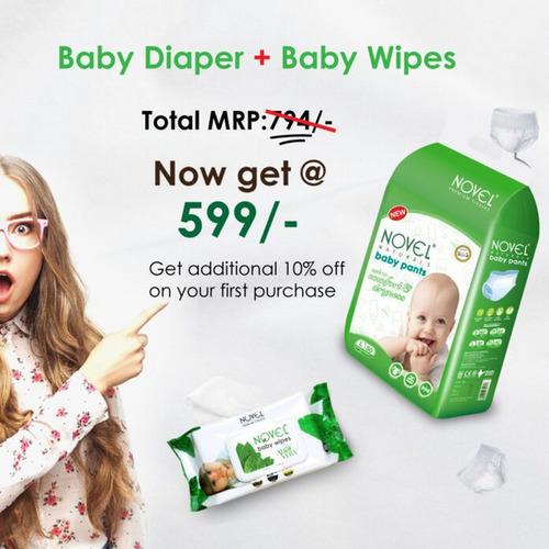 Baby Diaper + Baby Wipes (80 Sheets)