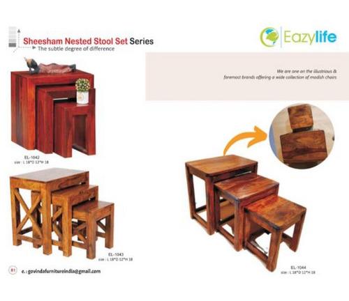 Sheesham Nested Stool Set Series