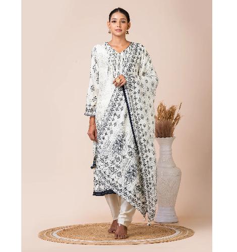 Chic Black and White Printed Kurta Set with Handwork by Sarso