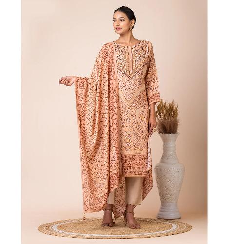 Elegant Beige Bandhani Kurta Set by Sarso