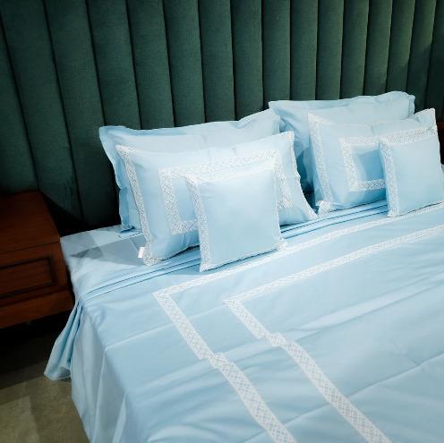 Azure Whisper Cotton Bloom 300 TC|400 TC|500 TC Designer Bed Sheet