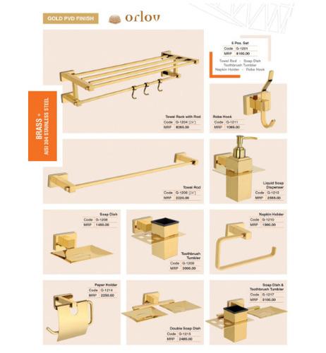 Stainless Steel Orlov Gold PVD Finish Bathroom Accessories