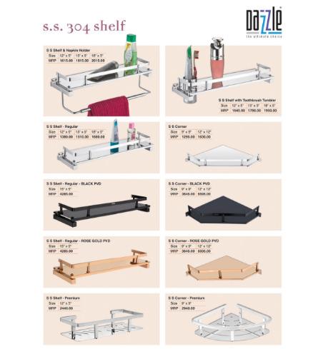 Stainless Steel s.s. 304 shelf Glossy Finish Bathroom Accessories