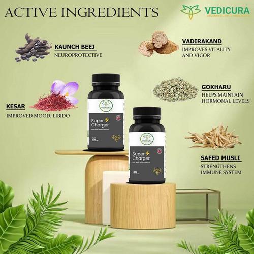 Supercharger: Ayurvedic Supplement for Men's Vitality and Wellness -30 Vegan Capsules