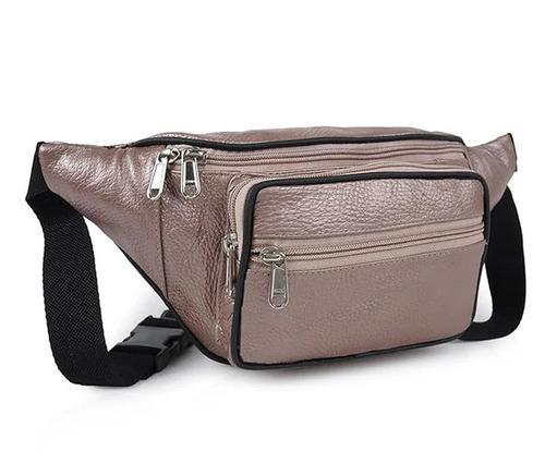 Leather Waist Bag Travel Handy Hiking Zip Pouch