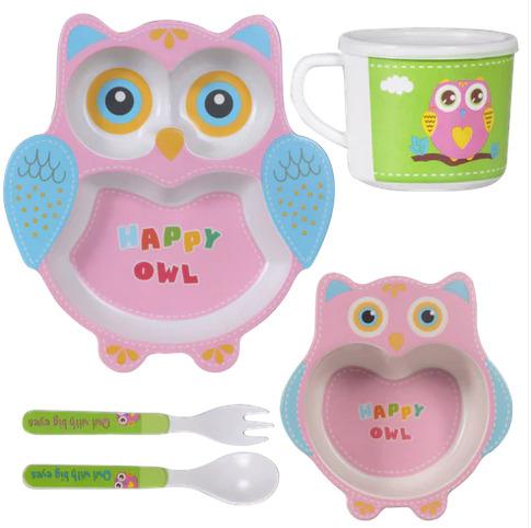 Eco-Friendly Bamboo Fiber Kids Crockery Set