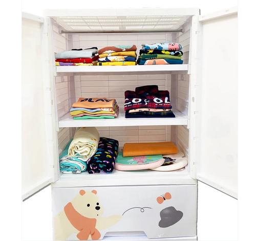 Polka Tots Three Level Storage Almirah Plastic Fiber Kids Storage Closet Wardrobe