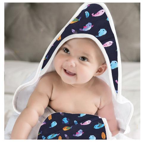 POLKA TOTS Soft Organic Dual Layer Muslin Cotton and Terry Hooded Baby Towel
