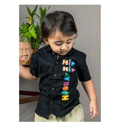 Polka Tots Half Sleeve Hip Hip Hooray Print Shirt