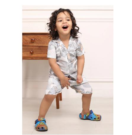 Polka Tots Cotton Half Sleeves Shirt With Shorts/Co-ord