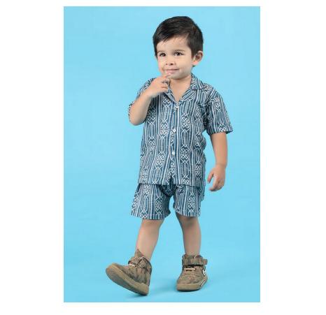 Polka Tots Cotton Half Sleeves Geometric print Co-ords