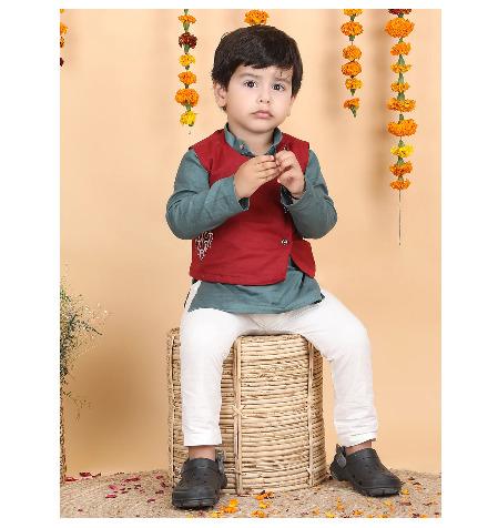 Polka Tots Full sleeves Koti Kurta Pyjama