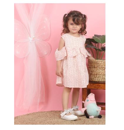 Polka Tots Halfsleeves Zig zag print frock with headband