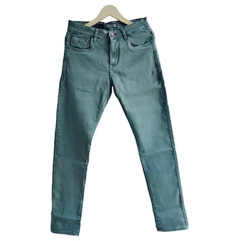 Mens Green Denim Jeans