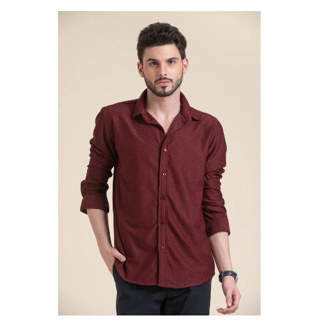 KNITTED DOBBY FULL SLEEVE SHIRT