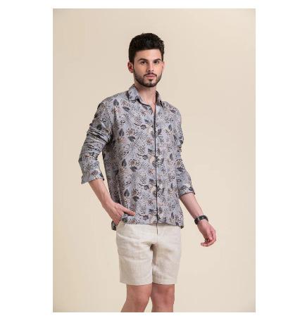 GRAY FLORAL PRINT SHIRT