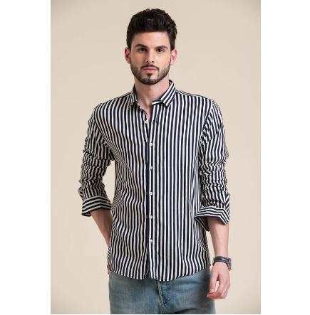 NAVY CHALK STRIPE SHIRT