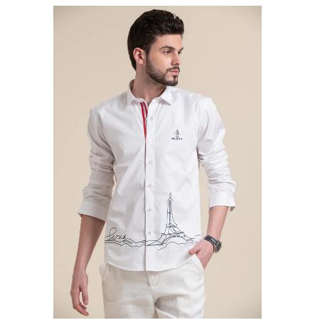 PARIS VIEW EMBROIDERY WHITE SHIRT